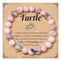 Caiyao 8mm Pink Zebra Natural Stone Sea Turtle Bracelets Healing Crystal Beaded Stretch Bracelets for Women Men Best Friend Friendship Inspirational Relaxation Jewelry Teacher Appreciation Gifts - style: StyleA