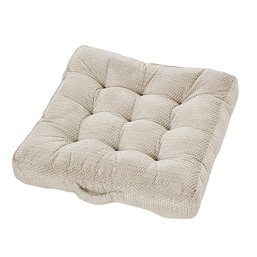 Sorra Home Tufted Floor Pillow with Handle - Square Plush Oversized Pillow for Lounging - Bedroom, Dorm & Indoor Floor Cushion - Sutherland Peyote (24" x 24" x 5") - color: Peyote, size: 24 in x 24 in x 5 in Square w/ Handle