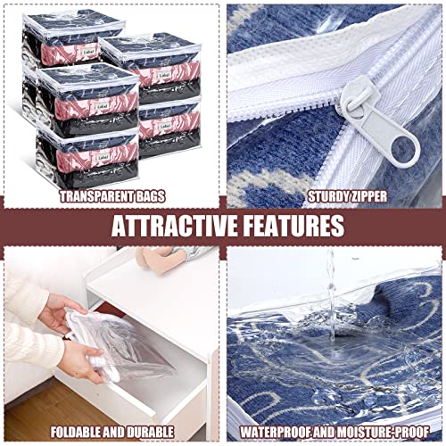 6pcs Clear Zippered Storage Bag Plastic Individual Sweater Storage Bag with Zipper Label Closet Clothing Organizer for Blanket Clothes Bed Sheet Comforter Quilt Pillow(12 x 12 x 12 Inch) - size: 12 x 12 x 12 Inch