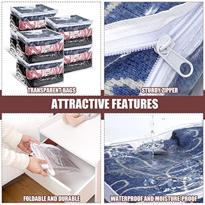 6pcs Clear Zippered Storage Bag Plastic Individual Sweater Storage Bag with Zipper Label Closet Clothing Organizer for Blanket Clothes Bed Sheet Comforter Quilt Pillow(12 x 12 x 12 Inch) - size: 12 x 12 x 12 Inch