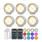 Puck Lights with Remote Control, Battery Operated Wireless Under Cabinet Lighting, Stick on Tap Push Lights for Kitchen, Shelf, 6 Pack - White - color: White, size: 6 Pack