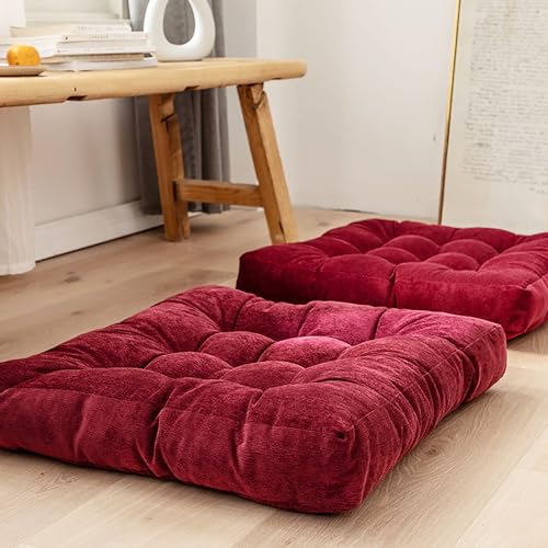 Square Meditation Pillow, Large Floor Pillow Cushion,Solid Thick Tufted Seat Cushion Janpanese Quilted Chair Mat for Balcony Bedroom Tatami Living Room(55x55cm, C) - color: C