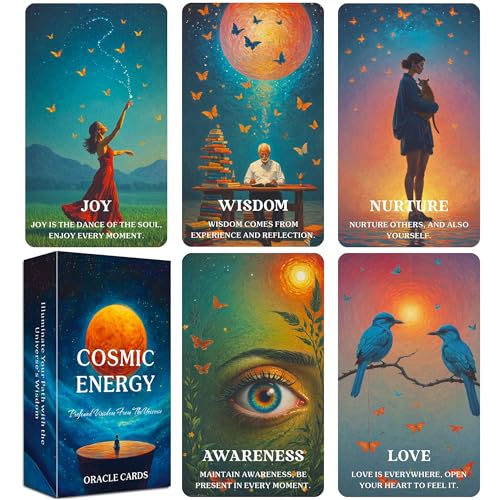 GZXINKE Cosmic Oracle Cards, Universe Message Oracle Cards for Beginners, Inner Strength, Spiritual Guidance Oracle Deck, Universal Wisdom for Daily Use, Readings, and Meditation - color: Multicolored