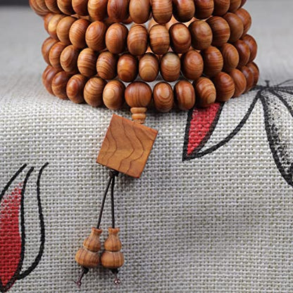Zen Dear Unisex Thuja Sutchuenensis Wood Beads Wooden Bracelet Necklace Prayer Mala Wristband Bracelet - style: 6mmx10mmx108 Abacus Beads