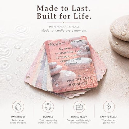 Weekly Pause™ Sensory Affirmation Cards for Women & Men – 55 Mindfulness Principles, Waterproof Raised Texture Deck with Tear-Off Mini Reminders & Keychain, Motivational Gift Box Set