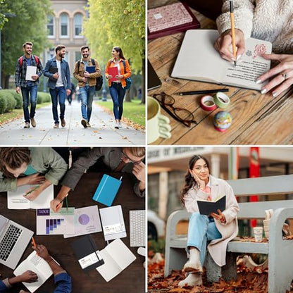 ViVin Lined Journal Notebooks for Work, 192 Pages, Medium 5.5 x 8.3 inch, College Ruled, A5 Hardcover Journaling Notebooks for Writing，Black，1 Pack