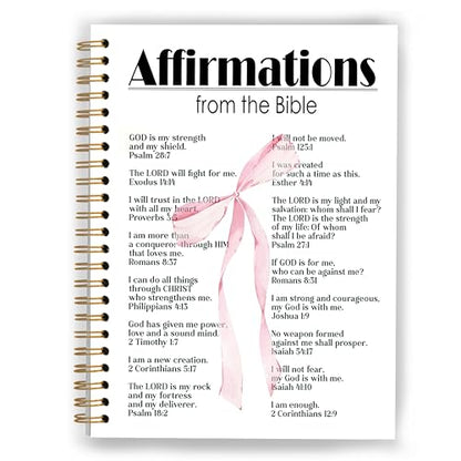 Coquette Pink Bow Christian Notebook, Affirmations from the Bible Journal, Prayer Journal for Woman, Church Notes Notebook, Scripture Hardcover Spiral Notebooks, 5.5x8.3 Inch - color: Color_1
