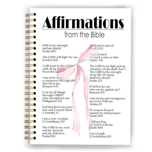 Coquette Pink Bow Christian Notebook, Affirmations from the Bible Journal, Prayer Journal for Woman, Church Notes Notebook, Scripture Hardcover Spiral Notebooks, 5.5x8.3 Inch - color: Color_1