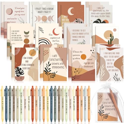 96 Pcs Positive Affirmation Gift Set Gratitude Notebooks with Pens Small Bags Motivational Encouragement Notepads Daily Affirmations Journal for Women Stress Relief Self Care (Rainbow) - style: Rainbow