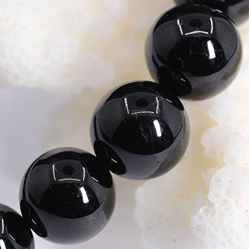 Justinstones Gem Semi Precious Gemstone 8mm Round Beads Stretch Bracelet 7 Inch Unisex - color: A Grade Black Tourmaline