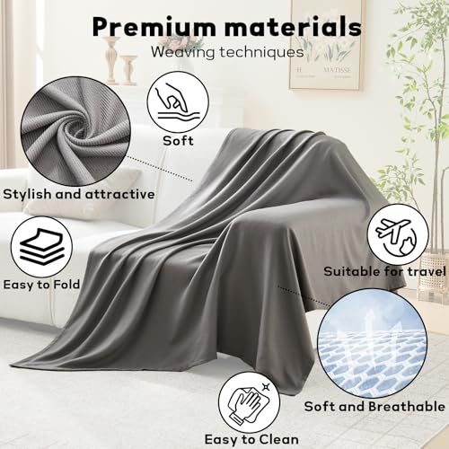 Travel Blanket Airplane - Ultra Soft & Lightweight Knit Design Compact Airplane Blanket,53x72 Inch,Stylish Travel Shawl Wraps for Flights,Office,Home Use,Travel Essentials & Gifts (Grey) - color: Grey