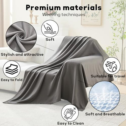 Travel Blanket Airplane - Ultra Soft & Lightweight Knit Design Compact Airplane Blanket,53x72 Inch,Stylish Travel Shawl Wraps for Flights,Office,Home Use,Travel Essentials & Gifts (Grey) - color: Grey