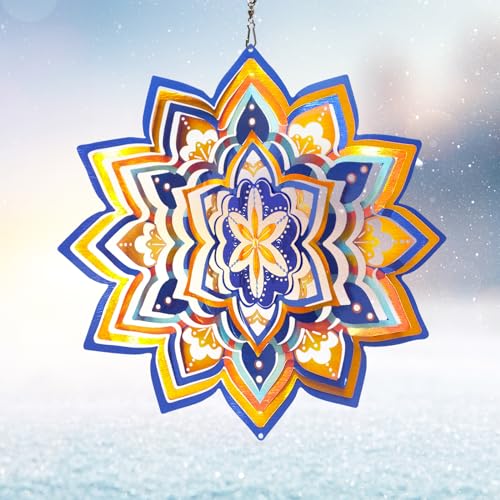 Mandala Wind Spinner - Starry Sky Design | 12-Inch Laser Cut Stainless Steel, Rustproof 3D Kinetic Hanging Wind Sculptures & Spinners for Indoor/Outdoor Garden Decor & Yard Art | Worth Gift - color: Mandala Starry Sky