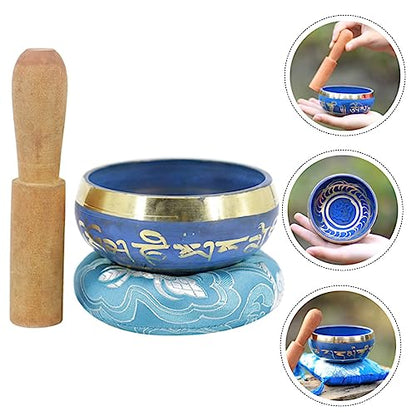 HEMOTON Handcrafted Tibetan Singing Bowl Set for Meditation and Yoga with Cushion and Mallet Calming Sound for Mindfulness and Chakra Healing