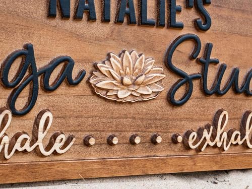 Personalized Wood Carved Yoga Meditation Room Name Sign, Namaste Yoga Studio Decor Birthday Gift for Her Mothers Day Gift for Mom Yoga Gifts