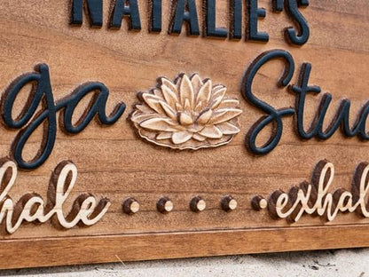 Personalized Wood Carved Yoga Meditation Room Name Sign, Namaste Yoga Studio Decor Birthday Gift for Her Mothers Day Gift for Mom Yoga Gifts