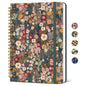 Lined Spiral Journal Notebook for Women, A5 Cute College Ruled Hardcover Notebook for Work & Note Taking, Pretty Journal for Writing, 140 Pages, Flower Garden