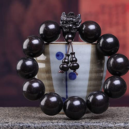Zen Dear Unisex Natural Ebony Wood Buddhist Prayer Bead Necklace Bracelet Tibetan Prayer Mala Beaded Black - style: 20mm 12beads Long's Head