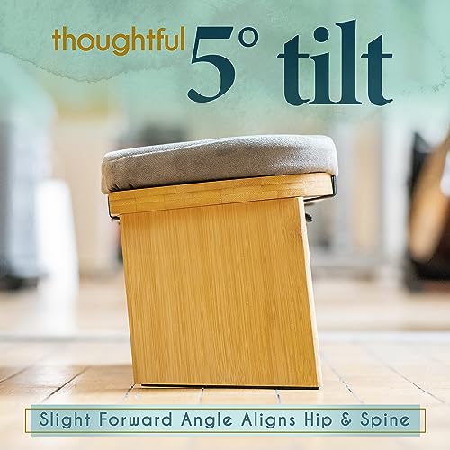 Meditation Bench - Bamboo, Foldable & Ergonomic Meditation Stool - Sturdy Prayer Bench with Meditation Cushion, Comfortable for Kneeling or Sitting - Perfect for Deeper & Longer Meditation
