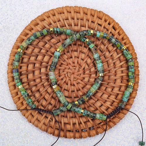 BONNY BOXX Braided Genuine Bracelet, Elegant Handcrafted Natural Gemstone Crystal Bracelet Healing Power Energy Inspirational Gifts with Card for Unisex - color: African Turquoise, size: 2*4MM