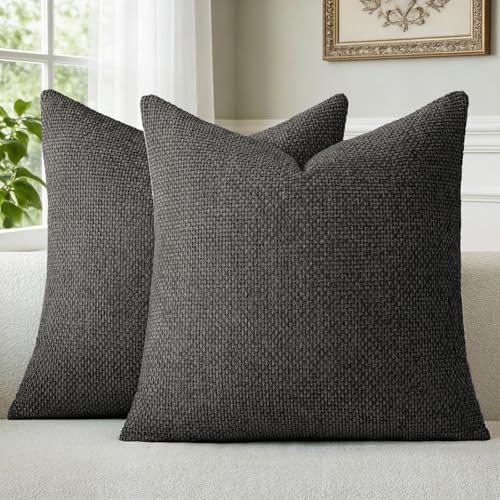 a moment Black Chenille Throw Pillow Covers 16x16 Inch Pack of 2 Modern Decorative Throw Pillow Covers Farmhouse Cross Covers Home Decor for Sofa Bedroom Living Room - color: Black, size: 16" x 16" (Pack of 2)