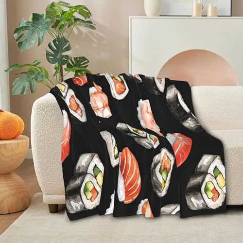 Sushi Food Lightweight Flannel Bedding Blanket,Washable Fleece Throw Blanket for Bed, Couch, Sofa, Camping,60''x 50'' - color: Sushi, size: 50" X 60"