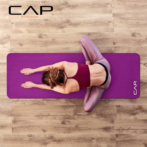 CAP Barbell 1-Inch High Density Exercise Yoga Mat with Strap | Multiple Colors - color: Wine
