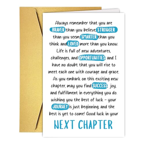 Next Chapter Card, New job Card, Leaving Work Cards for Coworker, Good Luck, Graduate, Coworker, Friend, New Home, New Beginnings, Heartfelt - color: #6