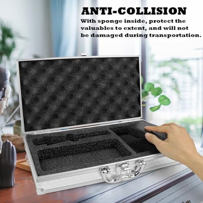 Aluminum Case with Lock Portable Metal Hard Suitcase Professional Clipper Case Aluminum Briefcase with Ripple Foam,Sliver (13.7x7.5x2.5Inch), Sliver, fashion