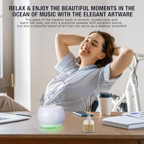 Soundary Ceramic Craft Bluetooth Speaker for Meditation & Yoga, Sound Therapy Machine for Stress Relief, Sleep Aid and Focus, Deep Bass, Louder Volume, Light Effect for Boxing Breathing (Purple) - color: Purple