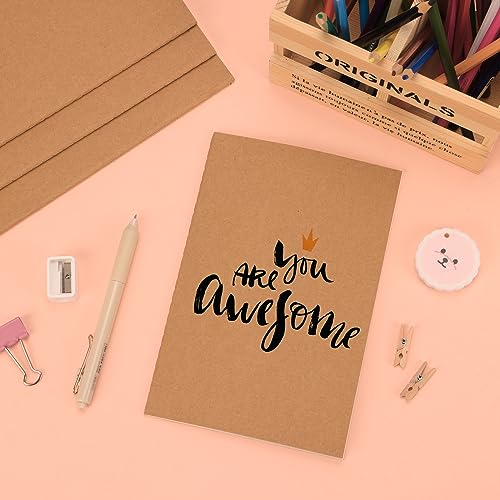 EOOUT 48 Pack A5 Lined Kraft Notebooks, Travel Journals Bulk 8.3x5.5in College Ruled Subject Notebooks 30 Sheets 60 Pages for Writing School Office Supplies - style: Lined-48pack