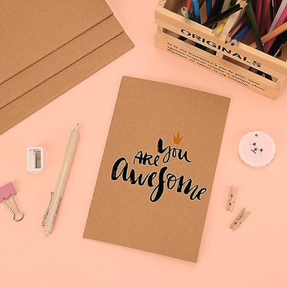 EOOUT 48 Pack A5 Lined Kraft Notebooks, Travel Journals Bulk 8.3x5.5in College Ruled Subject Notebooks 30 Sheets 60 Pages for Writing School Office Supplies - style: Lined-48pack