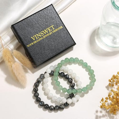 Healing Crystal Bracelets for Women Men 8mm Tiger Eye Hematite Black Obsidian Natural Stone Beaded Stretch Bracelet Triple Protection Handmade Gemstone Reiki Spiritual Jewelry Gifts - color: Next Chapter, size: 8mm