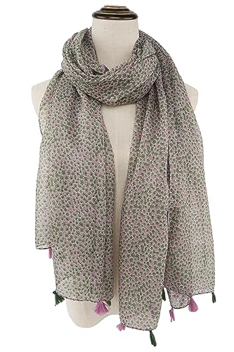 YOUR SMILE Large Boho Scarf for Women Lightweight Floral Printed Scarves Fall Winter Fashion Fringed Shawl wraps - color: 27