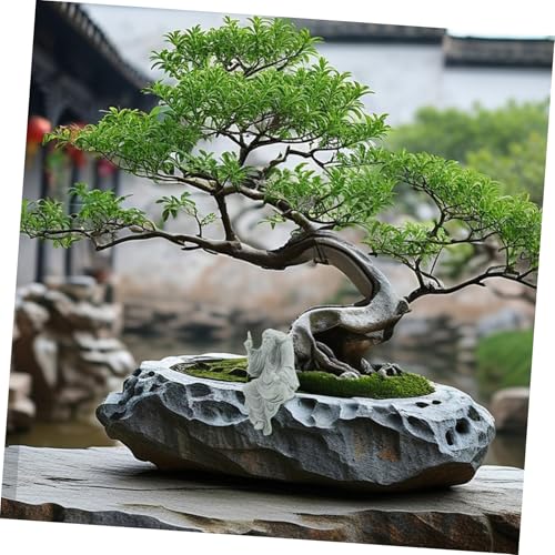 Hemoton Decorative Buddha Figurine Sandstone Craft for Zen Garden Tranquil Monk Statue for Home Decor and Fish Tank Unique Miniature Bonsai Ornament