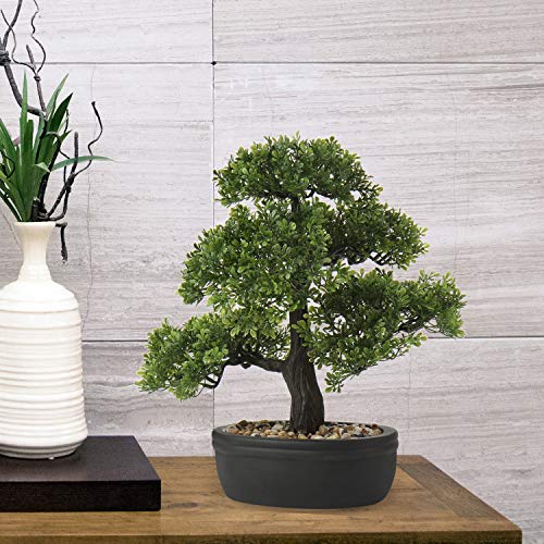Artificial Bonsai Tree Juniper Faux Plants Indoor Small Fake Plants Decor with Ceramic Pots for Home Table Office Desk Bathroom Shelf Bedroom Living Room Farmhouse Decorations - style: 14" Ficus