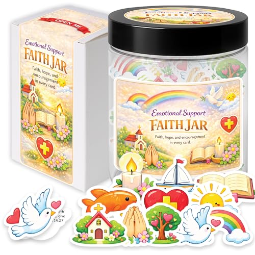 Religious & Christian Gifts for Women, Teen Girls & Kids, Catholic, Emotional Support Faith Jar – 60 Encouragement with Bible Verses, Inspirational Scripture, Gift for Faith, Hope and Prayer - color: Kat- kien- EmotionalSupport Faith Jar