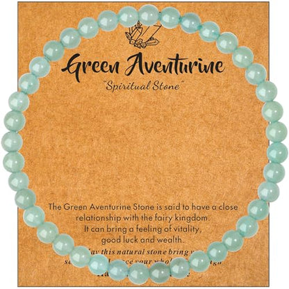 MAIBAOTA Healing Crystal Bracelet for Women Men, 8/4 mm Natural Stone Beaded Bracelets, Jewelry Birthday Gifts, Round Gemstones Stretch Bracelets - color: Green-Aventurine, size: 4 mm