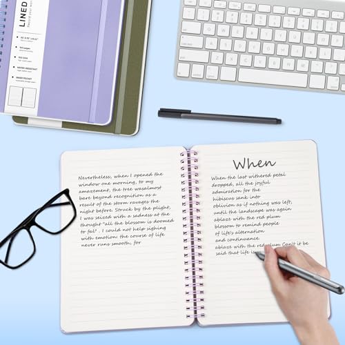 Lined Spiral Journal Notebook with 160 Pages, 8×5.7in, A5 Spiral Notebook, Journaling Notebooks for Work, School, Women, Men, College Ruled Spiral Notebook, Hardcover Leather Journals, Purple