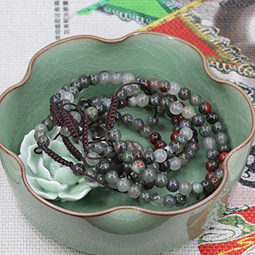 Keleny Natural Gemtone 6mm Round Beads Crystal Adjustable Braided Macrame Tassels Bracelets Unisex - color: Gray