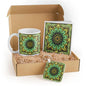 3dRose Yoga Lovers Meditation Gift Set - Mug, Keychain, Card with Colorful Floral Mandala Pattern - Perfect Birthday Present for Yoga Enthusiasts