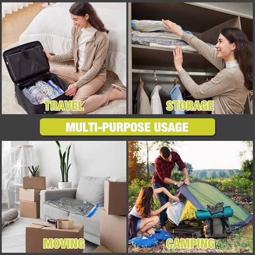 HIBAG Vacuum Storage Bags with Electric Pump, Vacuum Seal Bags for Clothing, Pillows, Blanket Bedding Comforters, 10 pack Large - size: LARGE
