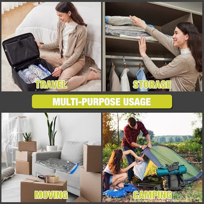 HIBAG Vacuum Storage Bags with Electric Pump, Vacuum Seal Bags for Clothing, Pillows, Blanket Bedding Comforters, 10 pack Large - size: LARGE