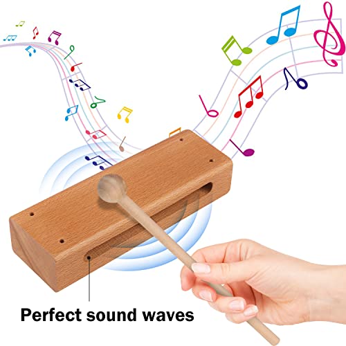 GNIEMCKIN Solid Wood Rhythm Block, Set of 3, Solid Wood Rhythm Block Musical Percussion Instrument Perfect for Rhythm Classes with 3 Pack of Mallet Solid Hardwood - size: 3 Pack