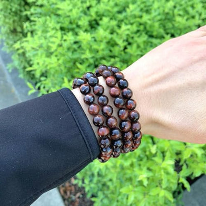Adabele 1pc Natural Stretch Gemstone Bracelet 8mm (0.31") Bead 7 Inch to 8.5 inch Healing Crystal Energy Quartz Chakra Jewelry Women Unisex Birthday Gift - color: Red Tiger Eye, size: 7 inch