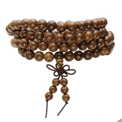 MILAKOO 108 Wood Beads Bracelet/Necklace Mala Prayer Buddha Meditation Link Wrist Bracelet… - style: 8mm