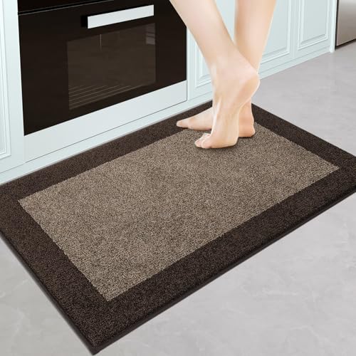 Machine Washable Kitchen Rug 24" x 36", Non Slip Kitchen Mat for Floor, Absorbent Entrance Throw Rug for Bedroom, Hallway, Bathroom, Door - color: Brown, size: 24" X 36"