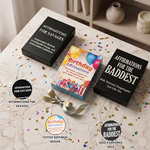 Isaac Liev Affirmation Cards For Women and Men, Sinister, Cynical, Motivational Inspirational Mindset Gifts for Birthdays - Birthday Card - 3Pack Bundle deck - style: 3-PACK BUNDLE - Birthday affirmations , Baddest & Saveage Affirmations