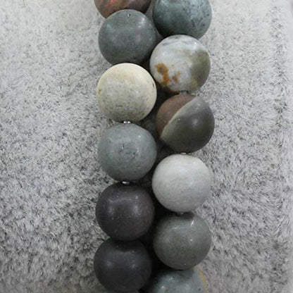Keleny Gem Semi Precious Gemstones 8mm Natural Stone Round Beads Crystal Stretch Bracelets 7 Inch Unisex - color: 8mm Matte Polychrome Jasper