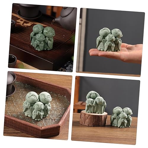 Stone Maitreya Buddha Figurine Zen Decoration for Tea Table Aquarium Home Decor Unique Sandstone Design for Meditating and Traditional Aesthetic